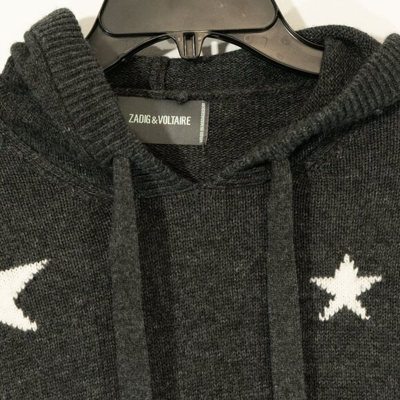 Zadig Voltaire Marky Hoodie Cashmere Star Sweater Intarsia Wool Luxury Pullover - Picture 9 of 15